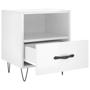Comodini 2 pz Bianco Lucido 40x35x47,5 cm in Legno Multistrato 827425