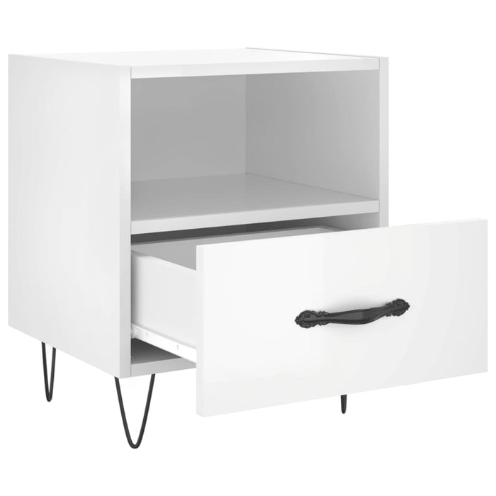 Comodini 2 pz Bianco Lucido 40x35x47,5 cm in Legno Multistrato 827425