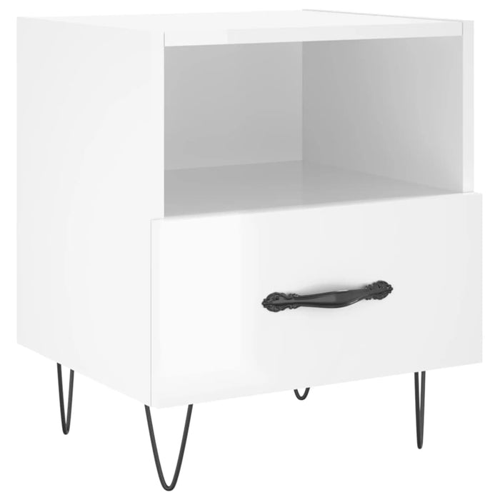 Comodini 2 pz Bianco Lucido 40x35x47,5 cm in Legno Multistrato 827425