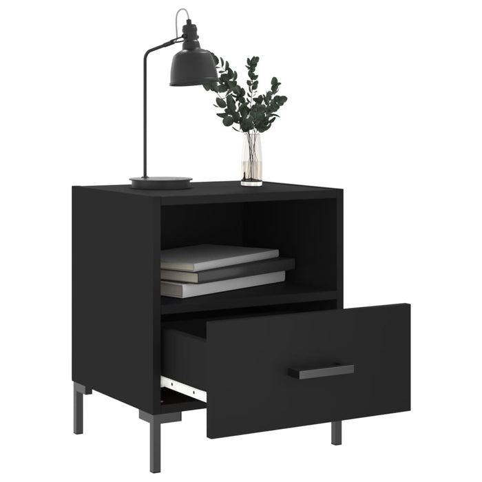 Comodino Nero 40x35x47,5 cm in Legno Multistrato 827438