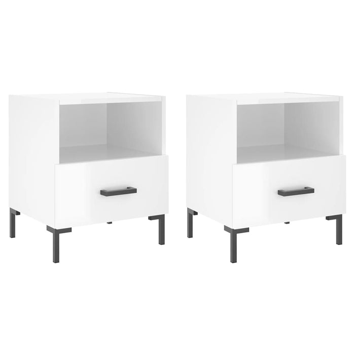 Comodini 2 pz Bianco Lucido 40x35x47,5 cm in Legno Multistrato 827441