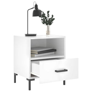 Comodini 2 pz Bianco Lucido 40x35x47,5 cm in Legno Multistrato 827441