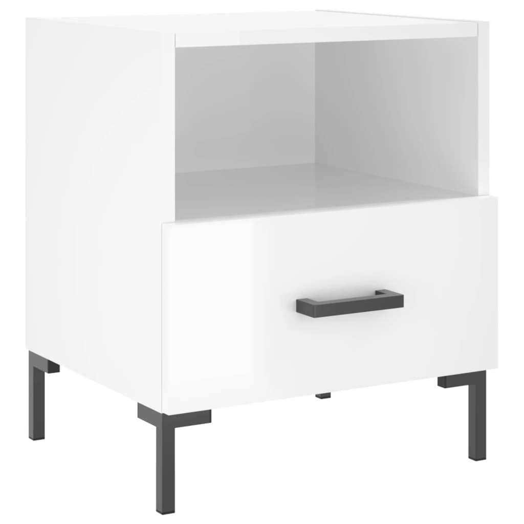Comodini 2 pz Bianco Lucido 40x35x47,5 cm in Legno Multistrato 827441