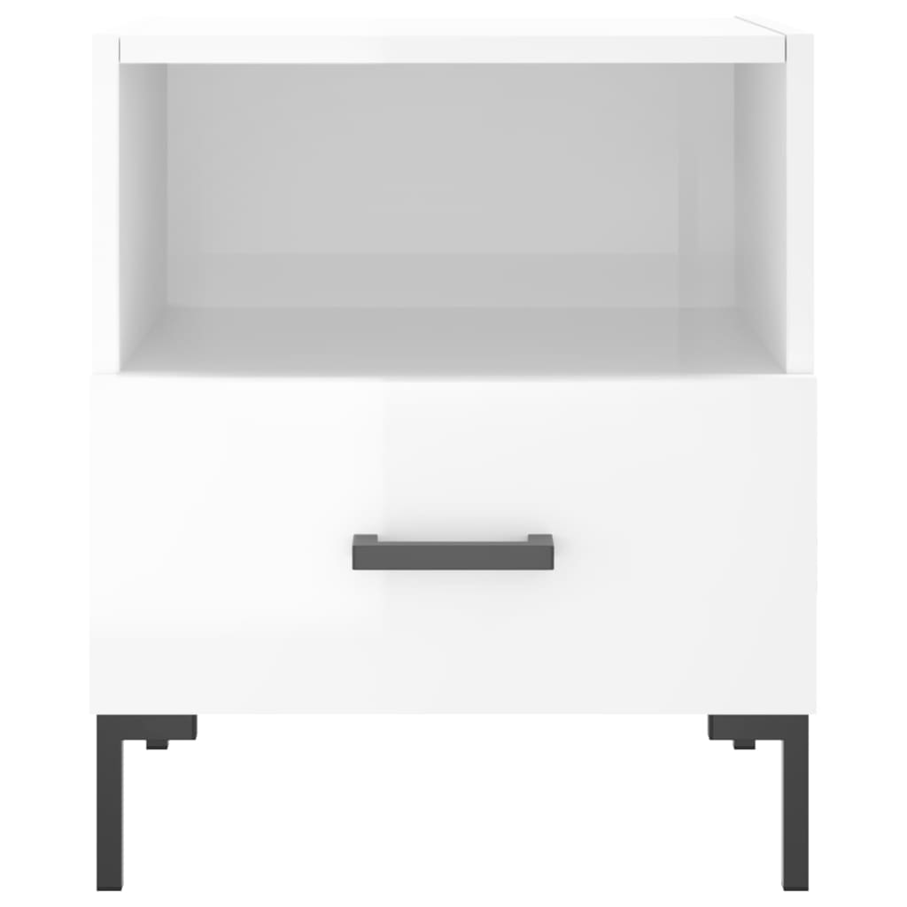 Comodini 2 pz Bianco Lucido 40x35x47,5 cm in Legno Multistrato 827441