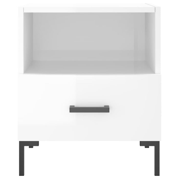 Comodini 2 pz Bianco Lucido 40x35x47,5 cm in Legno Multistrato 827441
