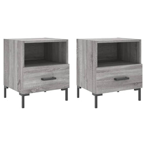 Comodini 2 pz-Set di 2 Tavolino da notte Grigio Sonoma 40x35x47,5 cm in Legno Multistrato 370350