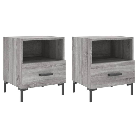 Comodini 2 pz-Set di 2 Tavolino da notte Grigio Sonoma 40x35x47,5 cm in Legno Multistrato 370350