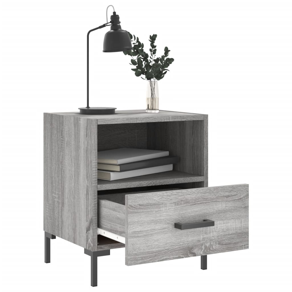 Comodini 2 pz-Set di 2 Tavolino da notte Grigio Sonoma 40x35x47,5 cm in Legno Multistrato 370350
