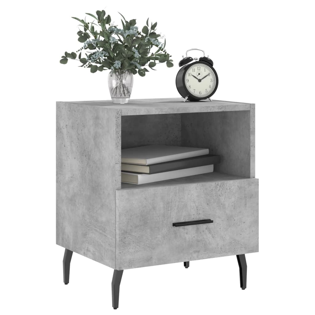 Comodini 2 pz Grigio Cemento 40x35x47,5 cm in Legno Multistrato 827477