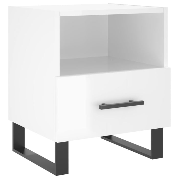 Comodino Bianco Lucido 40x35x47,5 cm in Legno Multistratocod mxl 80447