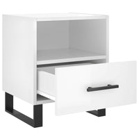 Comodino Bianco Lucido 40x35x47,5 cm in Legno Multistrato 827488