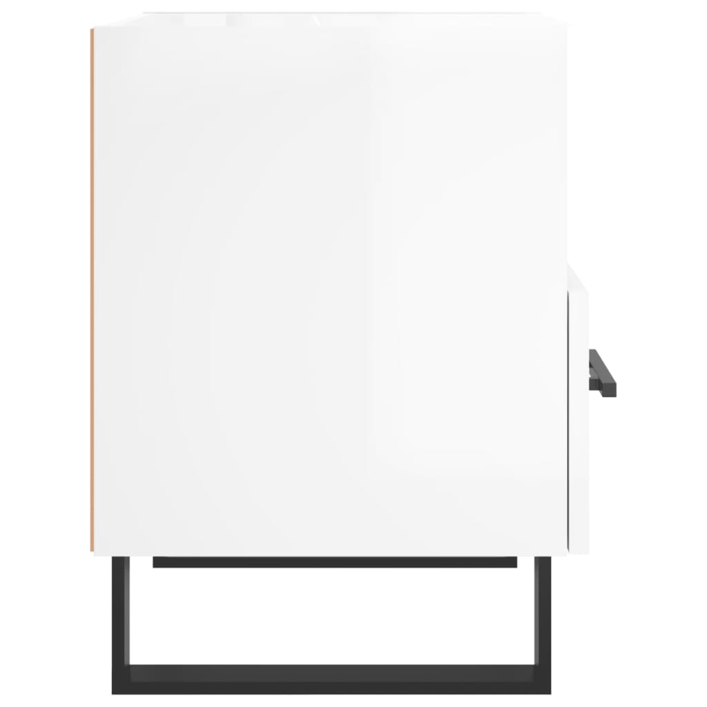 Comodino Bianco Lucido 40x35x47,5 cm in Legno Multistrato 827488