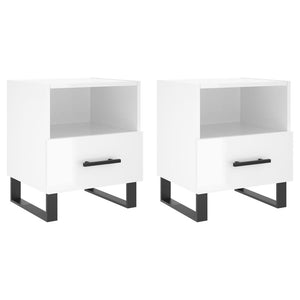 Comodini 2 pz Bianco Lucido 40x35x47,5 cm in Legno Multistratocod mxl 103747