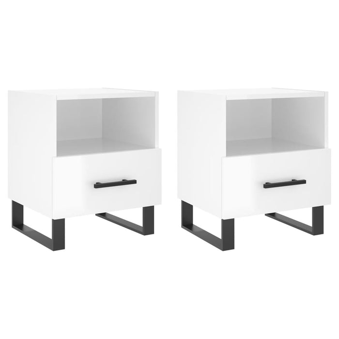 Comodini 2 pz Bianco Lucido 40x35x47,5 cm in Legno Multistratocod mxl 103747