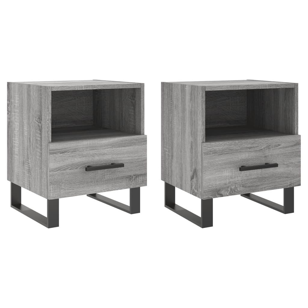 Comodini 2 pz-Set di 2 Tavolino da notte Grigio Sonoma 40x35x47,5 cm in Legno Multistrato 491720