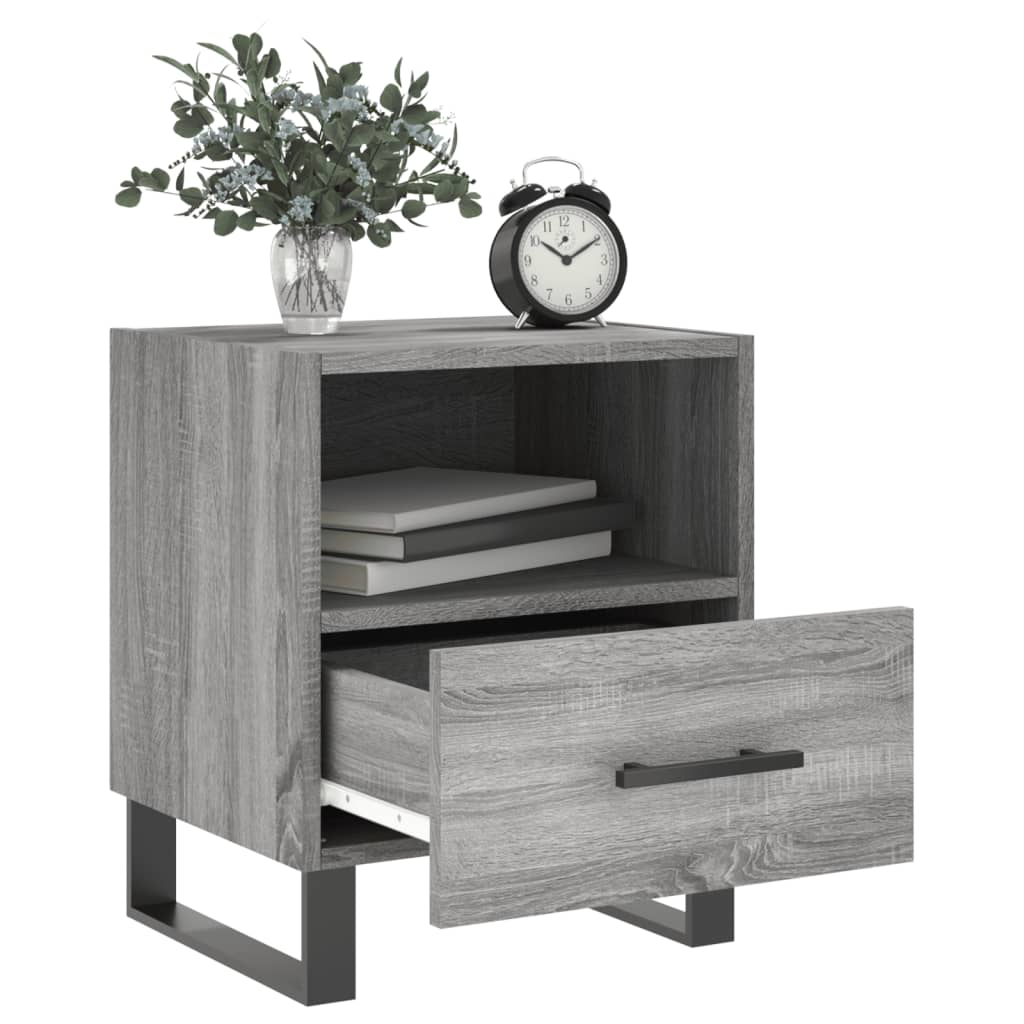 Comodini 2 pz-Set di 2 Tavolino da notte Grigio Sonoma 40x35x47,5 cm in Legno Multistrato 491720
