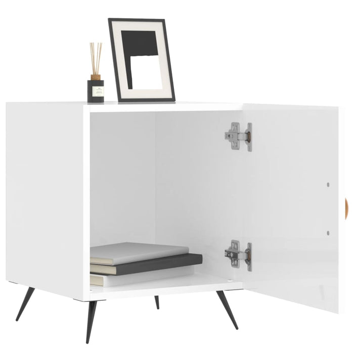 Comodini 2 pz Bianco Lucido 40x40x50 cm in Legno Multistrato 827505