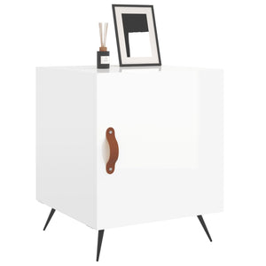 Comodini 2 pz Bianco Lucido 40x40x50 cm in Legno Multistrato 827505
