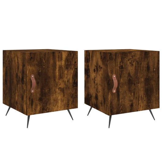 Comodini 2 pz-Set di 2 Tavolino da notte Rovere Fumo 40x40x50 cm in Legno Multistrato 955199