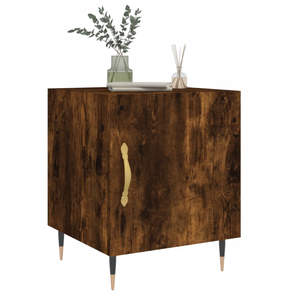 Comodino Rovere Fumo 40x40x50 cm in Legno Multistrato 827526