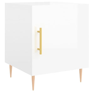 Comodini 2 pz Bianco Lucido 40x40x50 cm in Legno Multistrato 827537