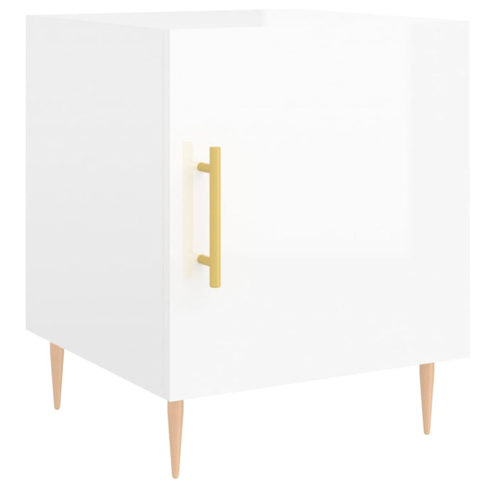Comodini 2 pz Bianco Lucido 40x40x50 cm in Legno Multistrato 827537