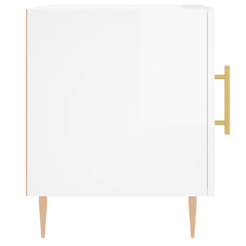 Comodini 2 pz Bianco Lucido 40x40x50 cm in Legno Multistrato 827537