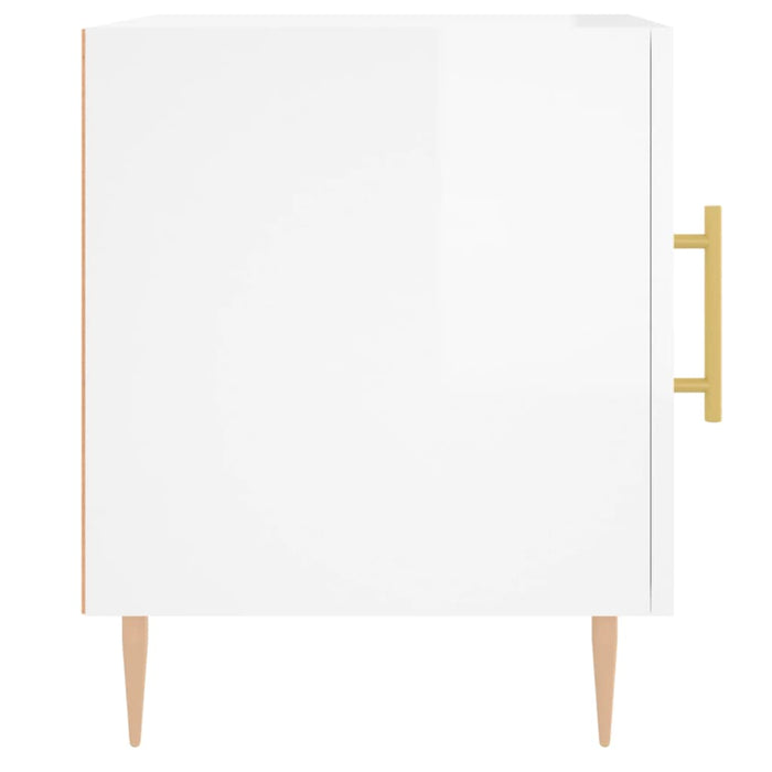 Comodini 2 pz Bianco Lucido 40x40x50 cm in Legno Multistrato 827537