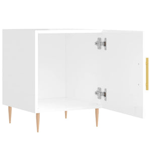 Comodini 2 pz Bianco Lucido 40x40x50 cm in Legno Multistrato 827537