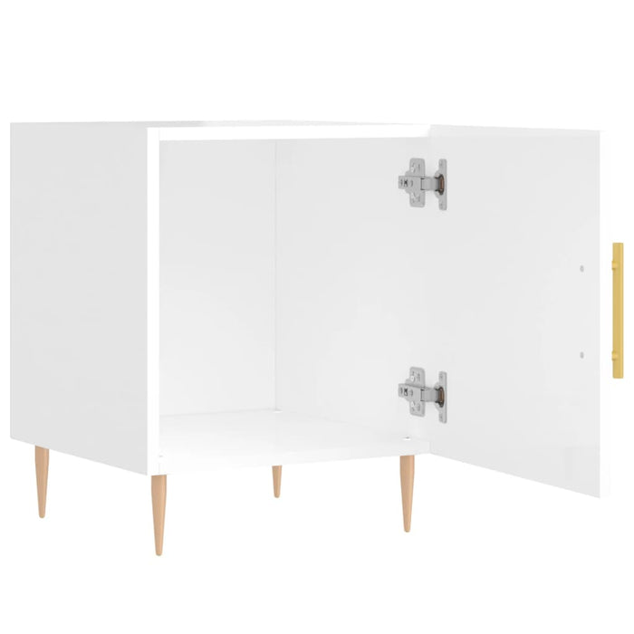 Comodini 2 pz Bianco Lucido 40x40x50 cm in Legno Multistrato 827537