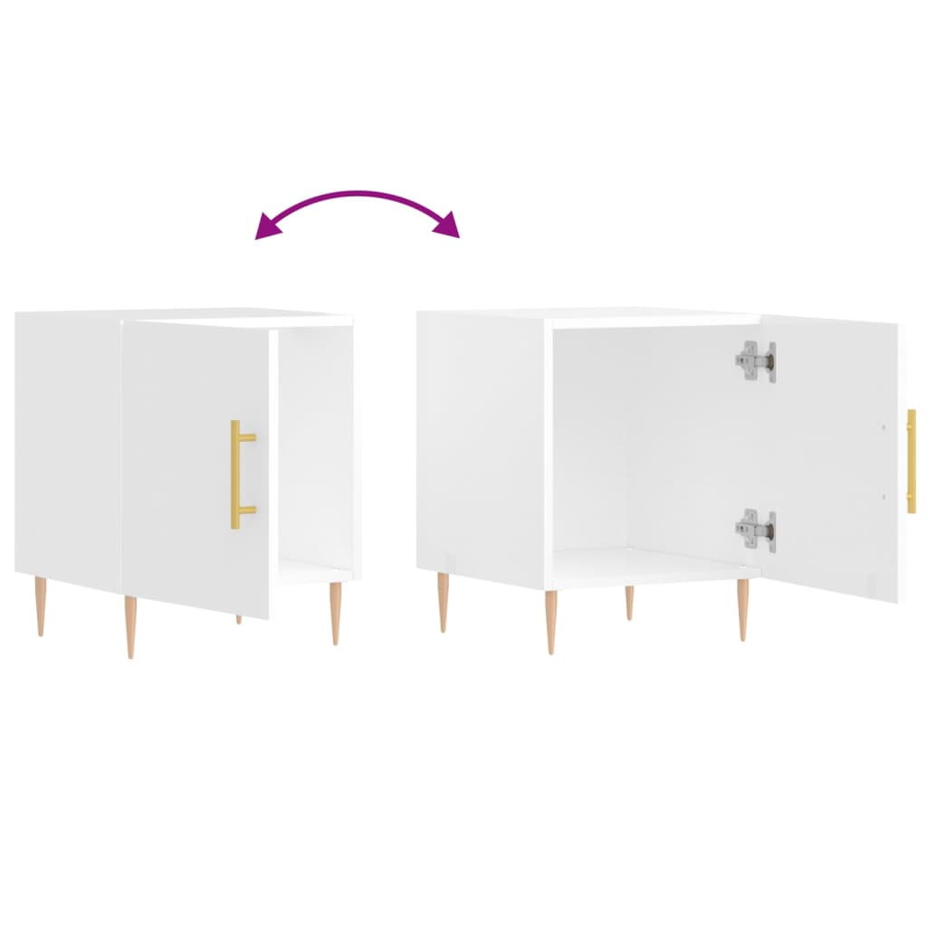 Comodini 2 pz Bianco Lucido 40x40x50 cm in Legno Multistrato 827537