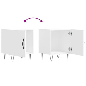 Comodino-Tavolino da notte Bianco 40x40x50 cm in Legno Multistrato 395918