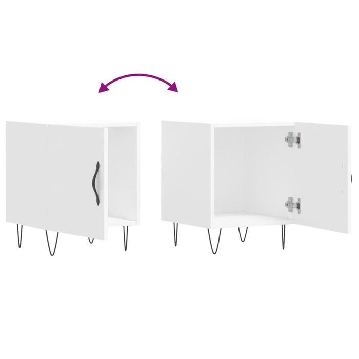 Comodino-Tavolino da notte Bianco 40x40x50 cm in Legno Multistrato 395918