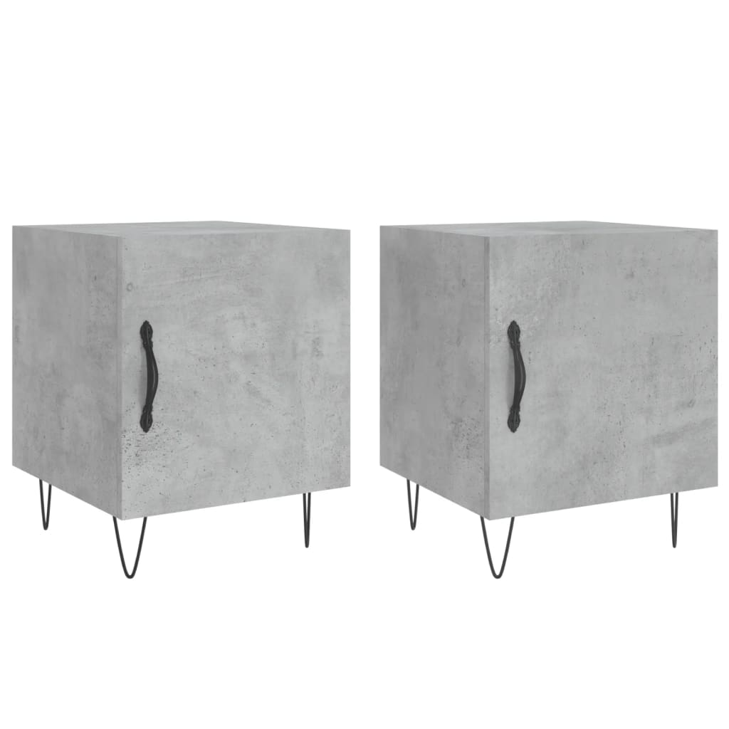 Comodini 2 pz Grigio Cemento 40x40x50 cm in Legno Multistrato 827557
