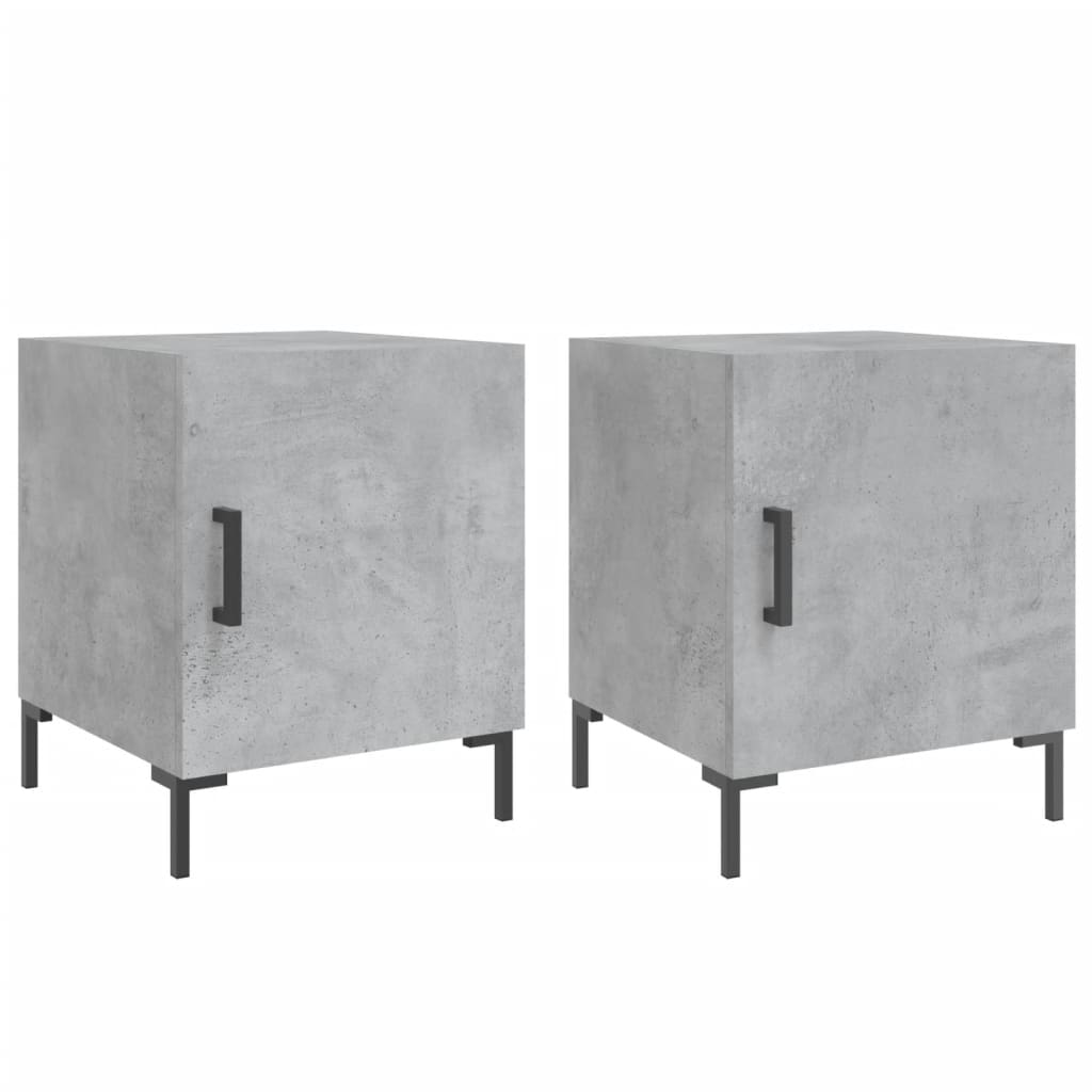 Comodini 2 pz Grigio Cemento 40x40x50 cm in Legno Multistrato 827573