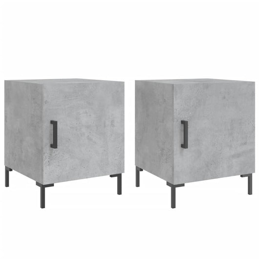 Comodini 2 pz Grigio Cemento 40x40x50 cm in Legno Multistrato 827573