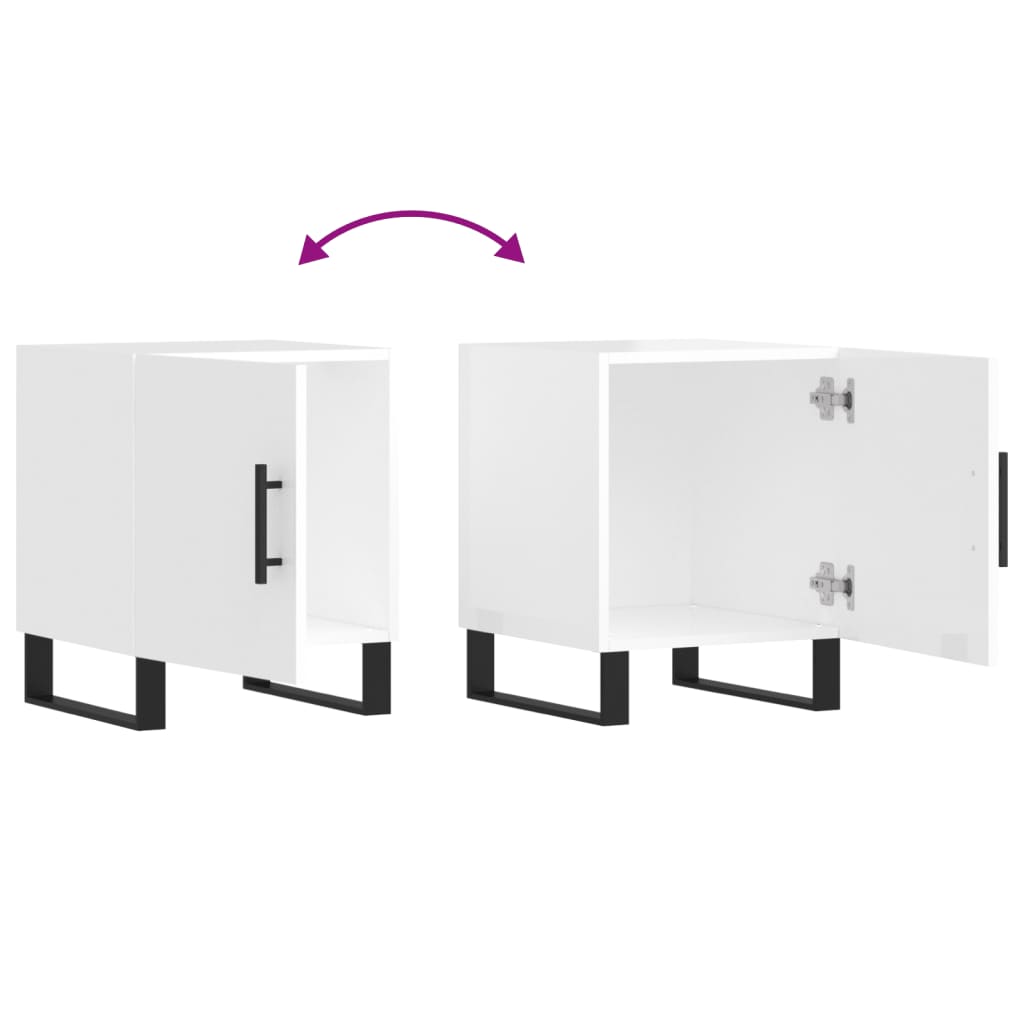 Comodini 2pz Bianco Lucido 40x40x50 cm in Legno Multistrato 827617