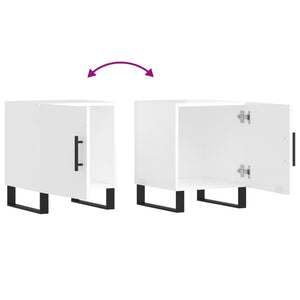 Comodini 2pz Bianco Lucido 40x40x50 cm in Legno Multistrato 827617