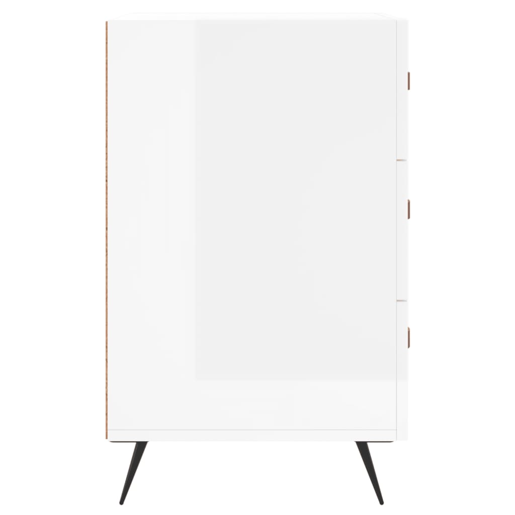 Comodino Bianco Lucido 40x40x66 cm in Legno Multistrato 827630