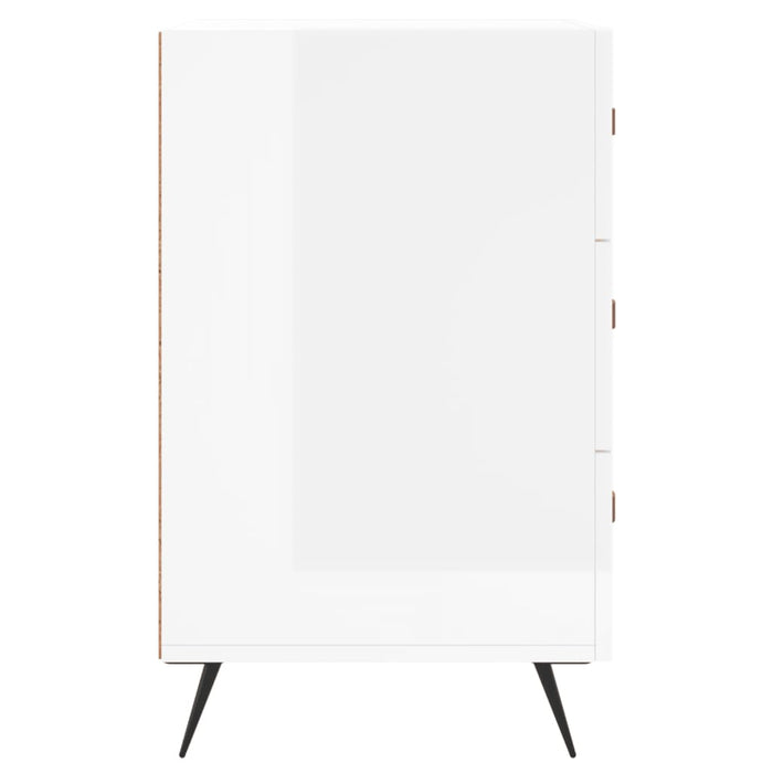 Comodino Bianco Lucido 40x40x66 cm in Legno Multistrato 827630