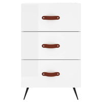 Comodino Bianco Lucido 40x40x66 cm in Legno Multistrato 827630