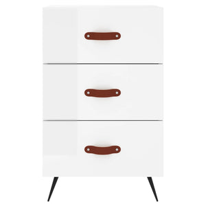 Comodino Bianco Lucido 40x40x66 cm in Legno Multistrato 827630