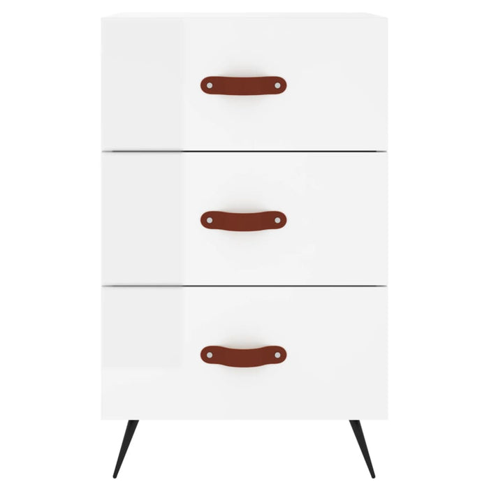 Comodino Bianco Lucido 40x40x66 cm in Legno Multistrato 827630