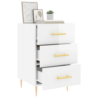 Comodino Bianco Lucido 40x40x66 cm in Legno Multistrato 827646