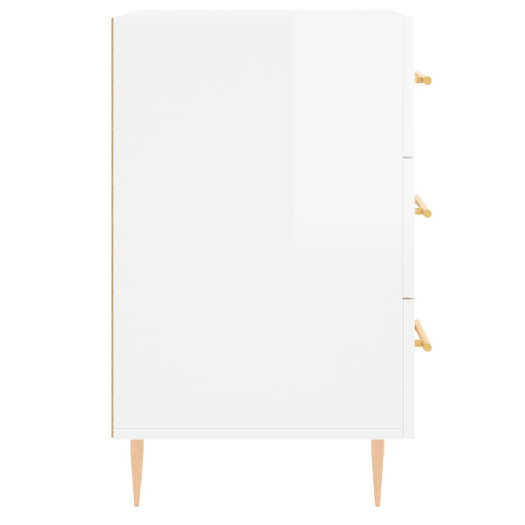 Comodino Bianco Lucido 40x40x66 cm in Legno Multistrato 827646