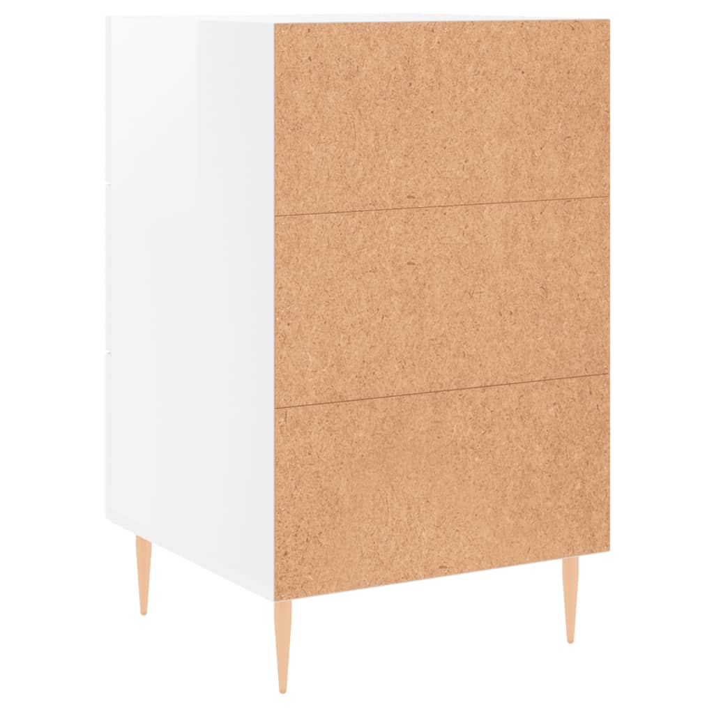 Comodino Bianco Lucido 40x40x66 cm in Legno Multistrato 827646