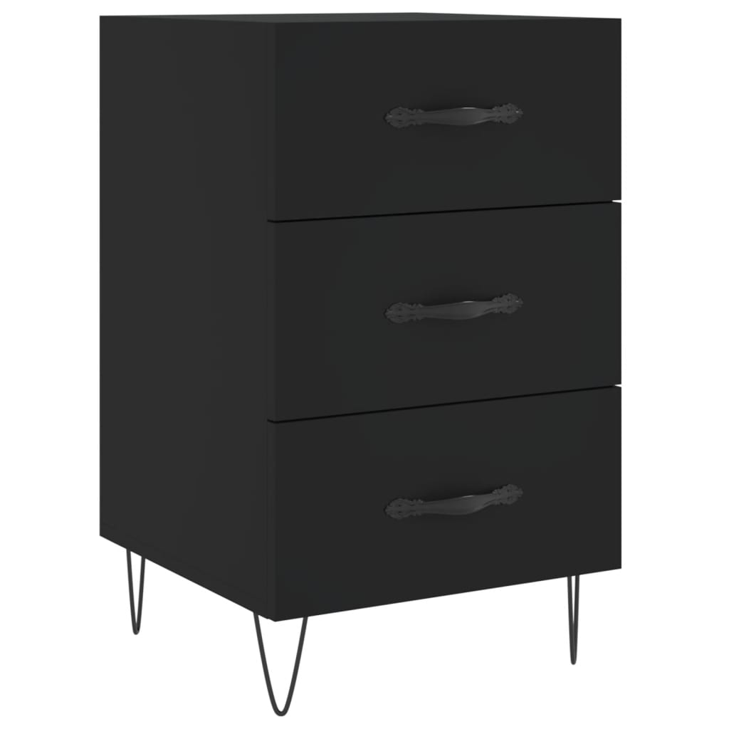 Comodino Nero 40x40x66 cm in Legno Multistrato 827653