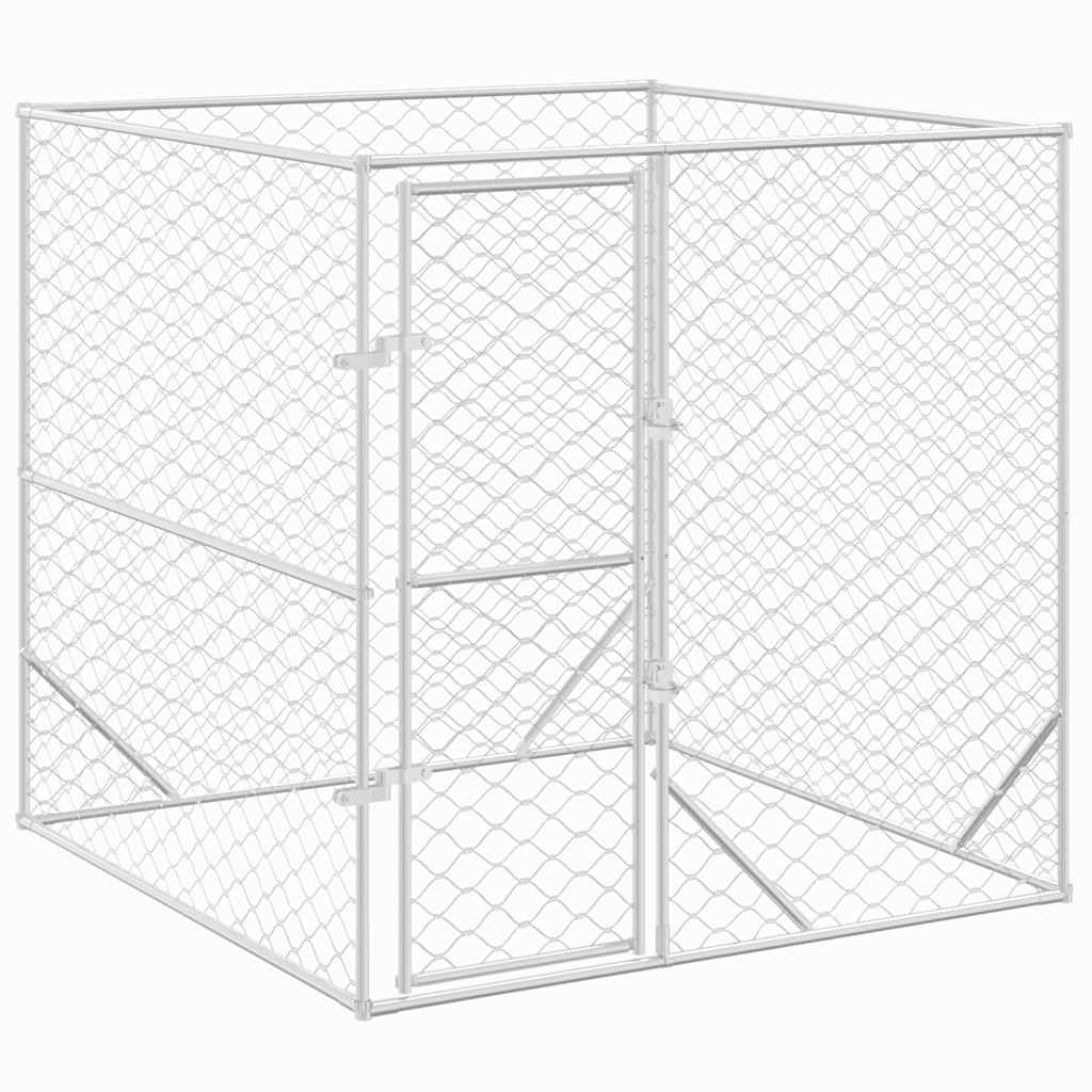 Gabbia per cuccia recinto per animali da esterno per cani argento 2 x 2 x 2 m acciaio zincato Argento 02_0041893