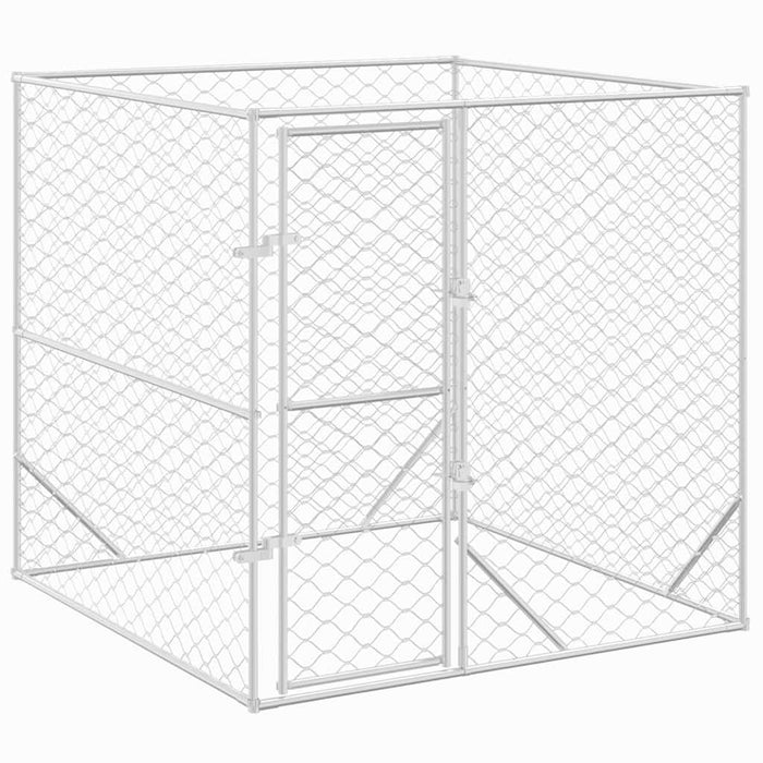 Gabbia per cuccia recinto per animali da esterno per cani argento 2 x 2 x 2 m acciaio zincato Argento 02_0041893