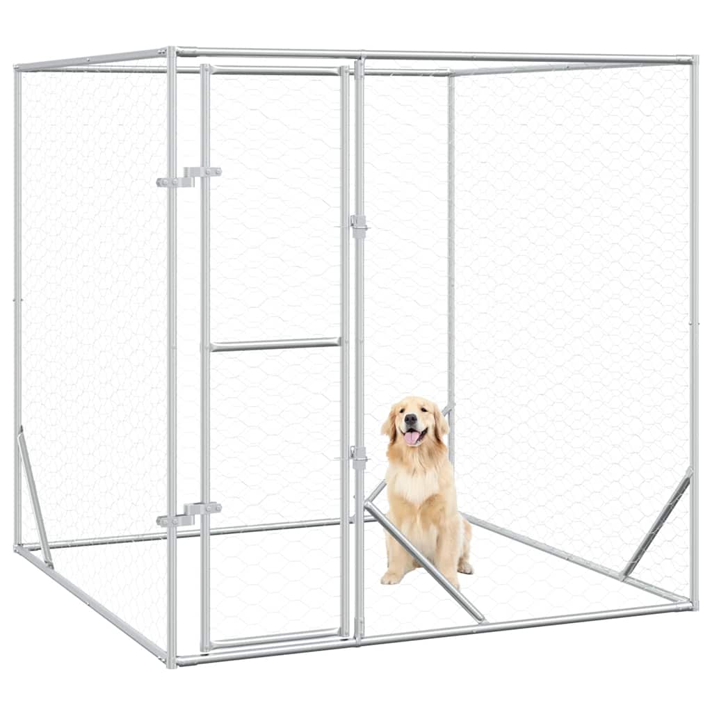 Cuccia per Cani da Esterno Argento 2x2x2 m Acciaio Zincato 153674